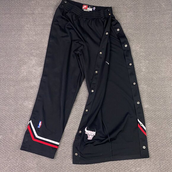 Vintage Nike Chicago Bulls Tear Away Basketball Pants Men's Large Black NBA - Picture 2 of 12